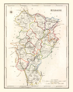 Vintage Map of Kildare County Ireland, 1846