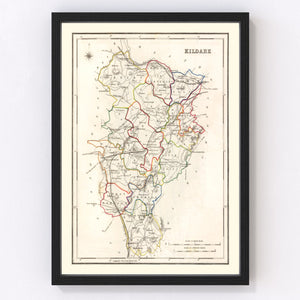 Vintage Map of Kildare County Ireland, 1846