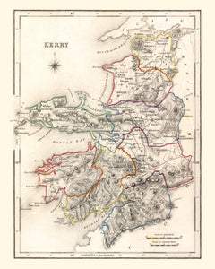 Vintage Map of Kerry County Ireland, 1846