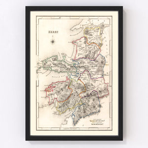 Vintage Map of Kerry County Ireland, 1846