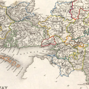 Vintage Map of Galway County Ireland, 1846