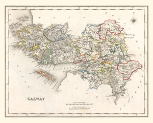 Vintage Map of Galway County Ireland, 1846