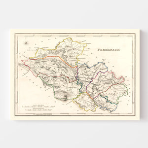 Vintage Map of Fermanagh County Ireland, 1846