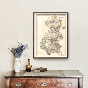 Vintage Map of Dublin County Ireland, 1846
