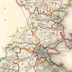 Vintage Map of Dublin County Ireland, 1846
