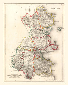 Vintage Map of Dublin County Ireland, 1846