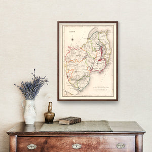 Vintage Map of Down County Ireland, 1846