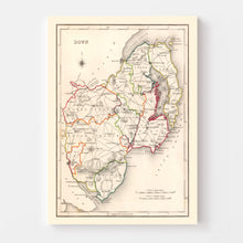 Load image into Gallery viewer, Vintage Map of Down County Ireland, 1846
