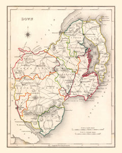 Vintage Map of Down County Ireland, 1846