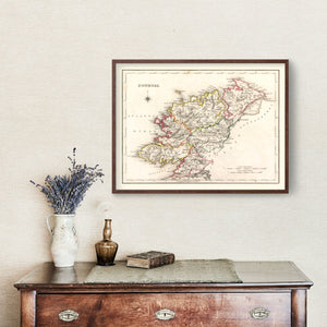 Vintage Map of Donegal County Ireland, 1846