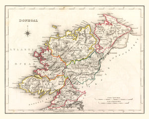 Vintage Map of Donegal County Ireland, 1846
