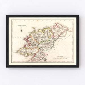 Vintage Map of Donegal County Ireland, 1846