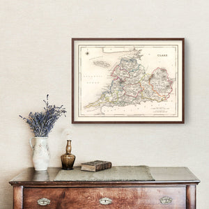 Vintage Map of Clare County Ireland, 1846