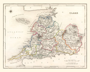 Vintage Map of Clare County Ireland, 1846