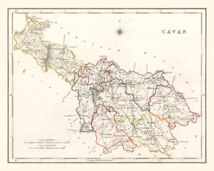 Vintage Map of Cavan County Ireland, 1846