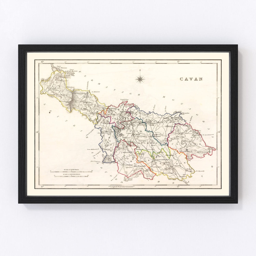 Vintage Map of Cavan County Ireland, 1846