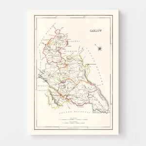Vintage Map of Carlow County Ireland, 1846