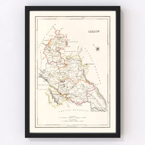Vintage Map of Carlow County Ireland, 1846
