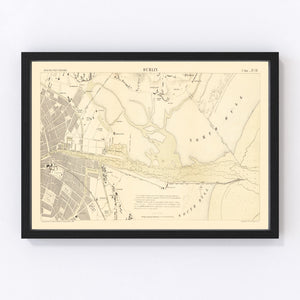 Vintage Map of Dublin, Ireland 1884