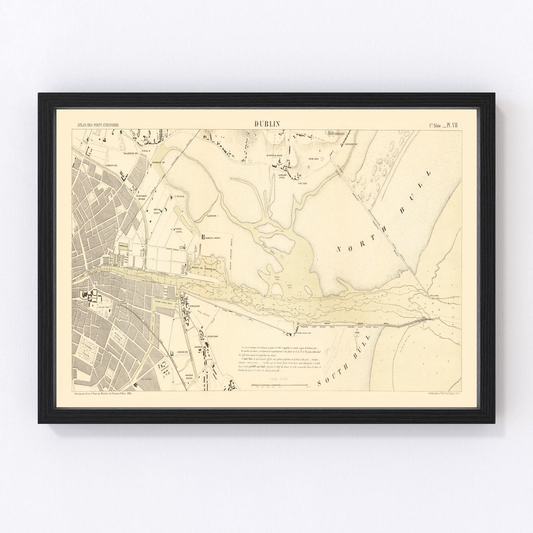 Vintage Map of Dublin, Ireland 1884