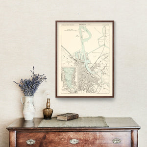 Vintage Map of Belfast, Ireland 1888