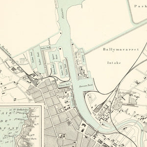 Vintage Map of Belfast, Ireland 1888