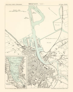 Vintage Map of Belfast, Ireland 1888