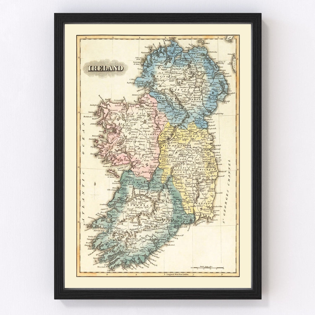 Vintage Map of Ireland 1823