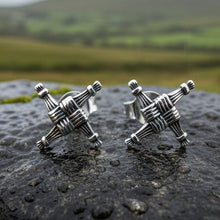 Load image into Gallery viewer, Saint Brigid's Cross Post Earrings in Sterling Silver
