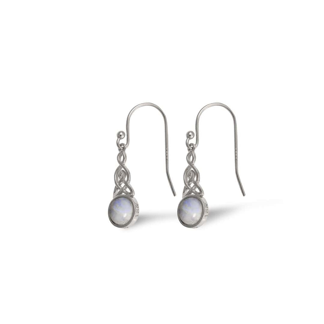 Celtic Mother™ 18K White Gold Moonstone Earrings