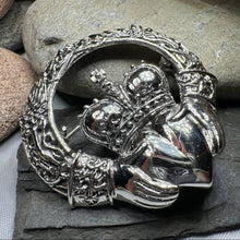 Load image into Gallery viewer, Victorian Irish Claddagh Brooch in Sterling Silver

