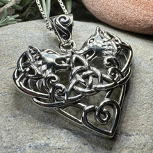 Load image into Gallery viewer, Celtic Wolf Love Necklace in Sterling Silver
