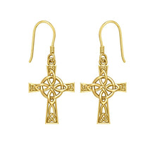 Load image into Gallery viewer, The Celtic Four Point Knot Cross Solid Gold Earrings
