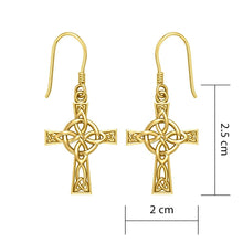 Load image into Gallery viewer, The Celtic Four Point Knot Cross Solid Gold Earrings
