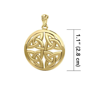 Celtic Trinity Quaternary Knot Solid Gold Pendant