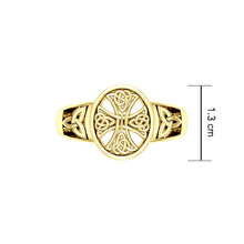 Load image into Gallery viewer, Celtic Cross 14 K Solid Gold Ring
