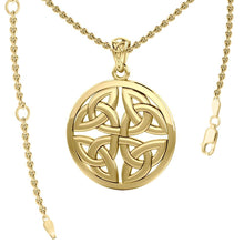 Load image into Gallery viewer, Celtic Trinity Quaternary Knot Solid Gold Pendant
