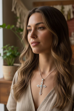 Load image into Gallery viewer, Gratitude Celtic Cross Moonstone Necklace in Sterling Silver
