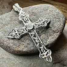 Load image into Gallery viewer, Gratitude Celtic Cross Moonstone Necklace in Sterling Silver
