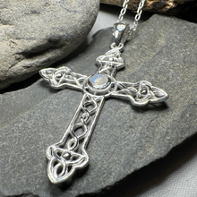 Load image into Gallery viewer, Gratitude Celtic Cross Moonstone Necklace in Sterling Silver
