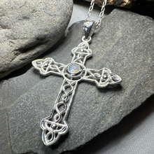 Load image into Gallery viewer, Gratitude Celtic Cross Moonstone Necklace in Sterling Silver
