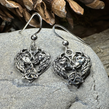 Load image into Gallery viewer, Celtic Wolf Lovers Earrings in Sterling Silver
