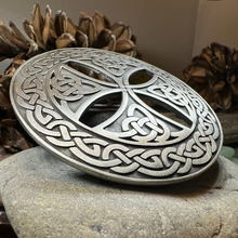 Load image into Gallery viewer, Large Celtic Cross Tartan Pin - Handmade in Scotland
