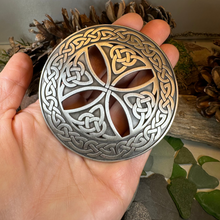 Load image into Gallery viewer, Large Celtic Cross Tartan Pin - Handmade in Scotland
