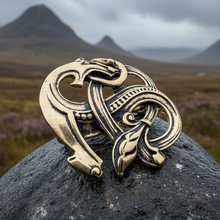 Load image into Gallery viewer, Bronze Viking Dragon Brooch - Bronze Historical Reproduction Pin
