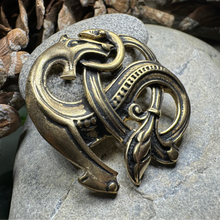 Load image into Gallery viewer, Bronze Viking Dragon Brooch - Bronze Historical Reproduction Pin
