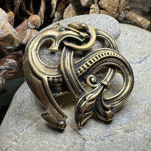 Load image into Gallery viewer, Bronze Viking Dragon Brooch - Bronze Historical Reproduction Pin
