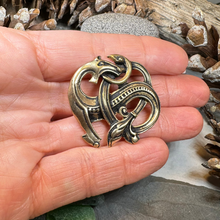 Load image into Gallery viewer, Bronze Viking Dragon Brooch - Bronze Historical Reproduction Pin
