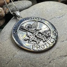 Load image into Gallery viewer, Protect Us Saint Michael Pendant in Sterling Silver
