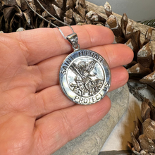 Load image into Gallery viewer, Protect Us Saint Michael Pendant in Sterling Silver
